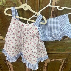 James and Lottie sailboat Blue and White Kids Matching Set